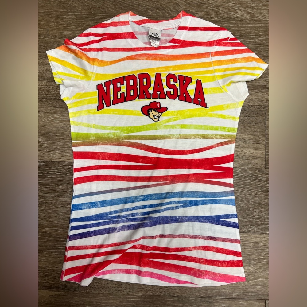 NWOT Creative Concepts multi colored Nebraska cornhuskers short sleeve s…